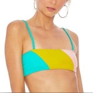 Ellejay x Revolve Lauren Lemon Color Block Bikini Top M NWT